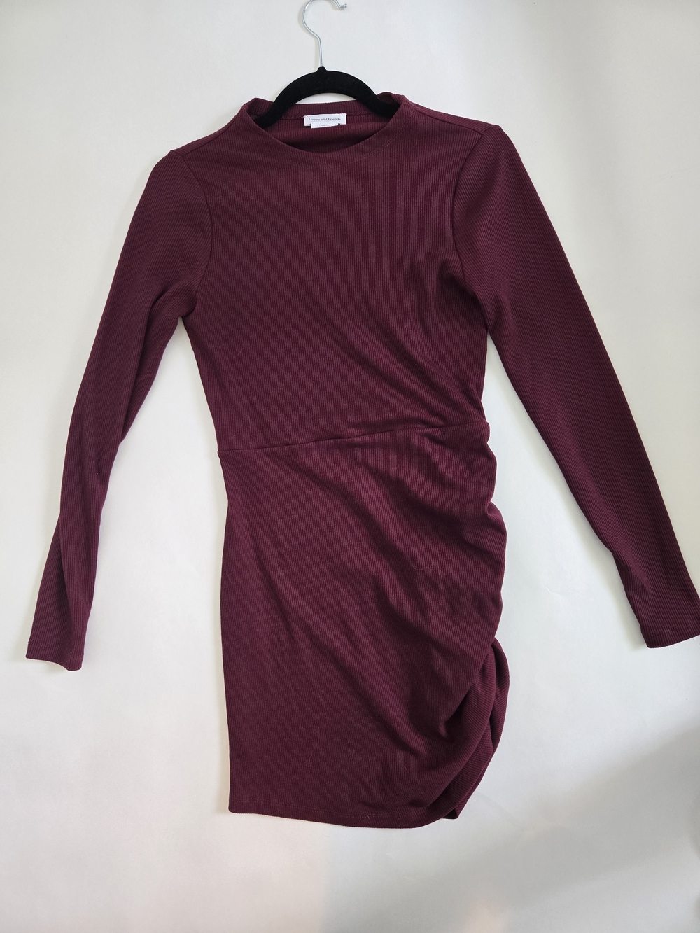 NWOT Lovers + Friends Burgundy Long-Sleeve Ruched Mini Dress Womens Size SMALL - Picture 13 of 15